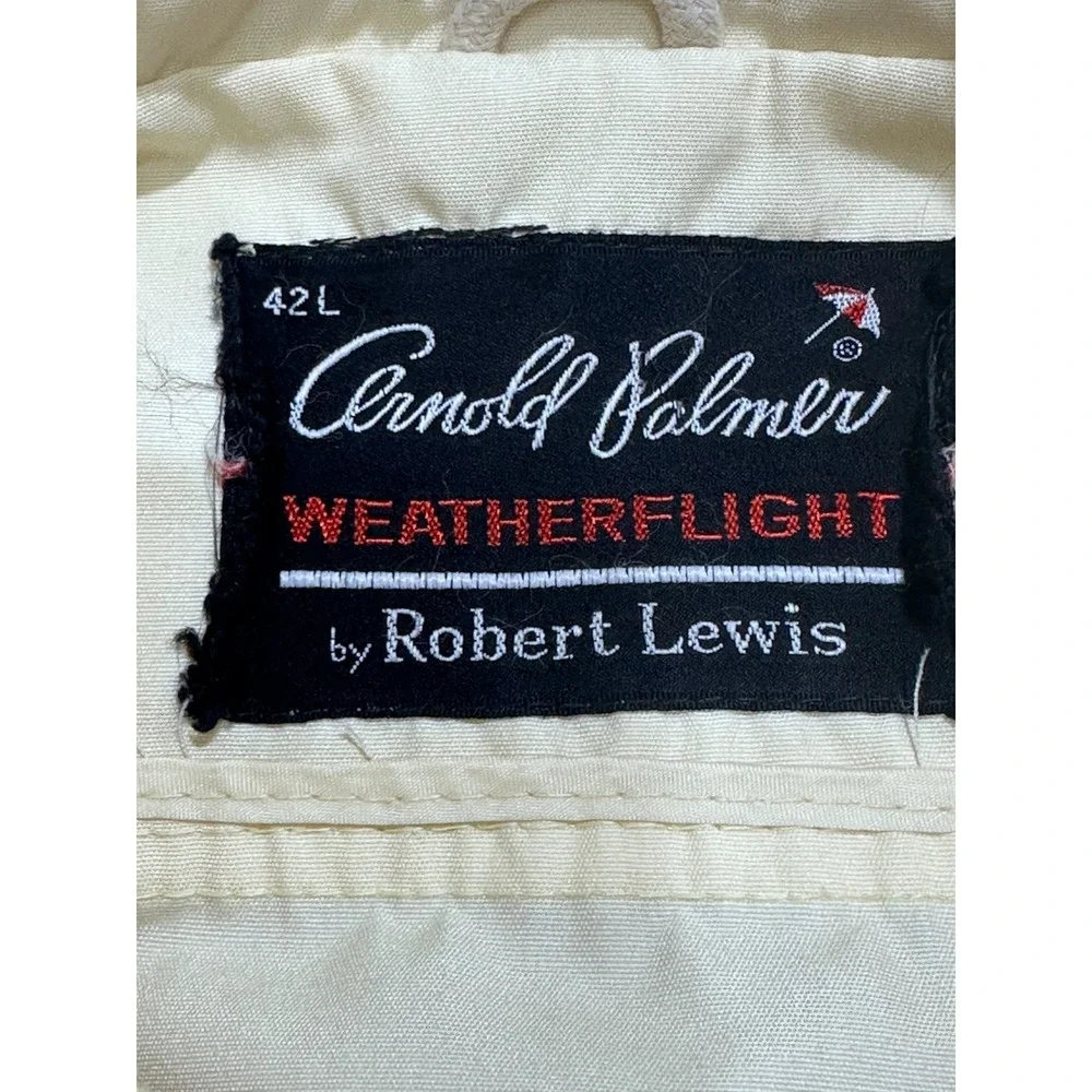 Vintage Arnold Palmer Weatherflight Jacket 42L Robert Lewis Beige Golf Zipper